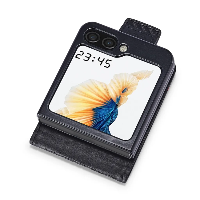 LC.imeeke - LC.IMEEKE Galaxy Z Flip 6 5G Plånboksfodral med stativfunktion - Svart