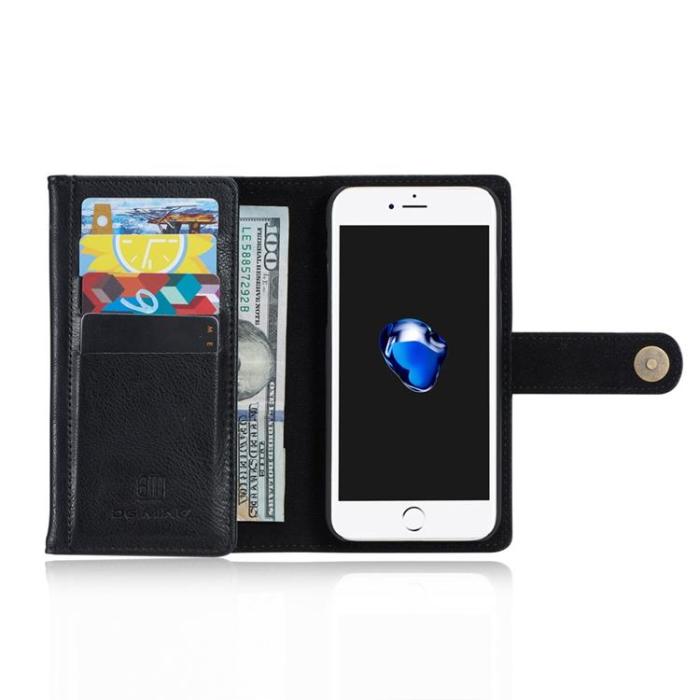 DG.MING - DG.MING Flera Kortplatser Läder Plånboksfodral iPhone 12 Pro Max - Svart