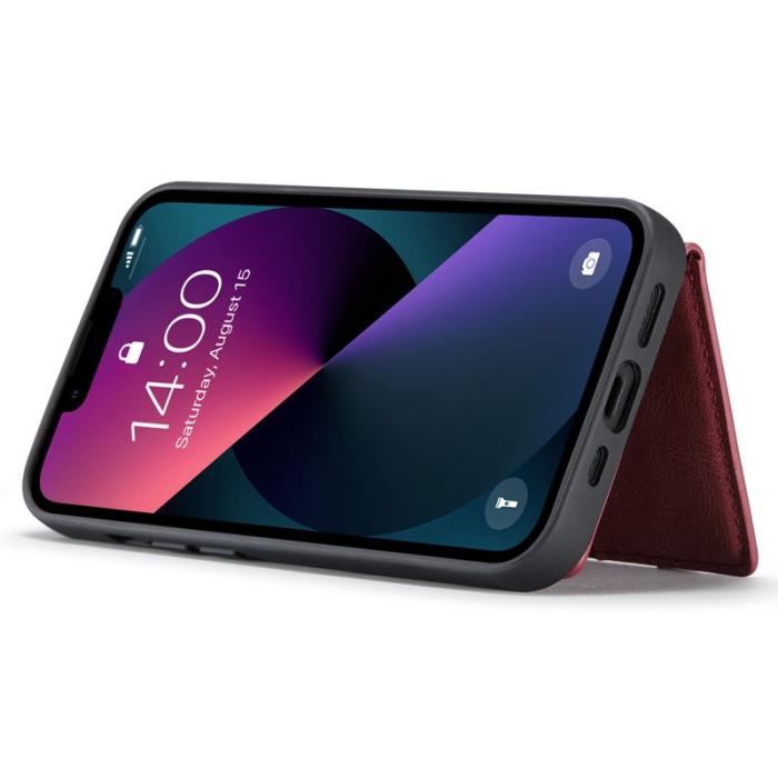 JEEHOOD - JEEHOOD iPhone 14 Plus Plånboksfodral 2-i-1 Konstläder Röd