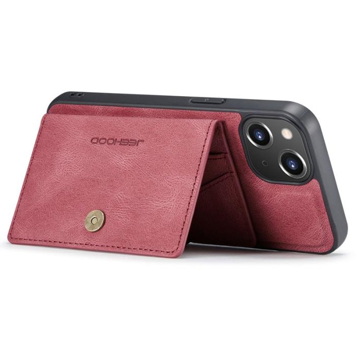 JEEHOOD - JEEHOOD iPhone 14 Plus Plånboksfodral 2-i-1 Konstläder Röd