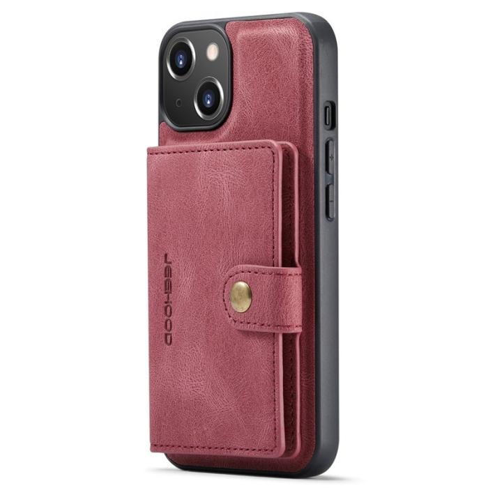 JEEHOOD - JEEHOOD iPhone 14 Plus Plånboksfodral 2-i-1 Konstläder Röd