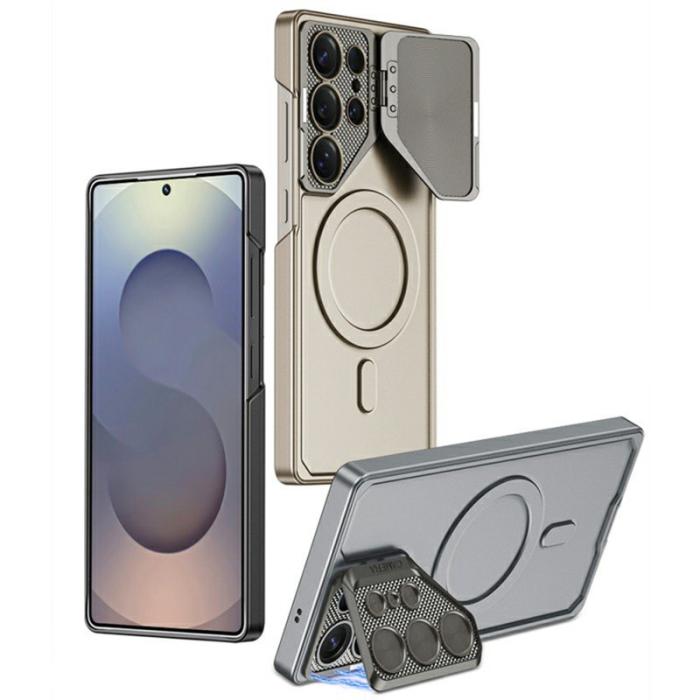 GKK - GKK Samsung Galaxy S25 Ultra Fodral Slim PC - Äkta läder - Silver