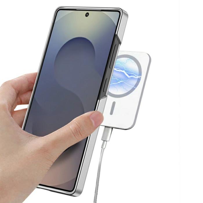 GKK - GKK Samsung Galaxy S25 Ultra Fodral Slim PC - Äkta läder - Silver