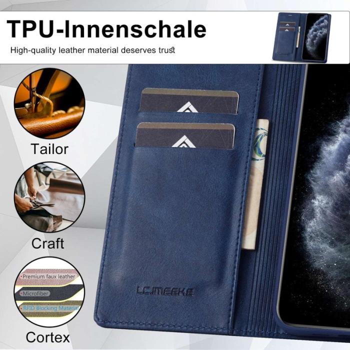 LC.imeeke - LC.IMEEKE iPhone 11 Pro Max Plånboksfodral Konstläder - Blå