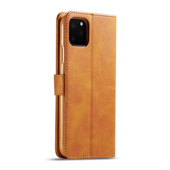 LC.imeeke - LC.imeeke iPhone 11 Pro Max Plånboksfodral Konstläder - Brun