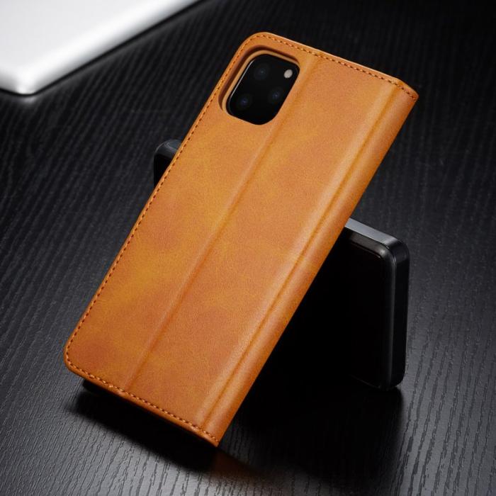 LC.imeeke - LC.imeeke iPhone 11 Pro Max Plånboksfodral Konstläder - Brun