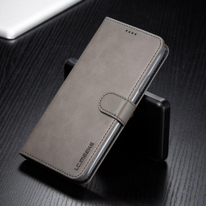 LC.imeeke - LC.imeeke iPhone 11 Pro Max Plånboksfodral Konstläder - Grå