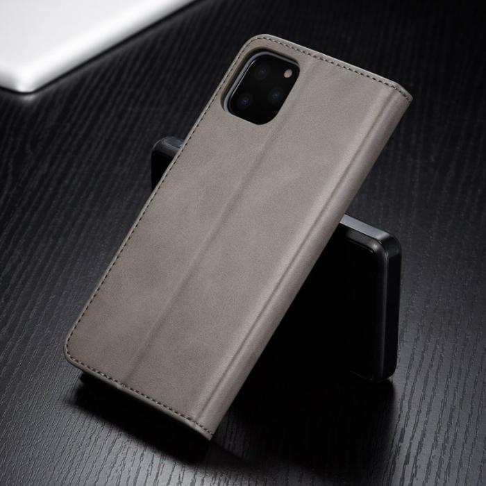 LC.imeeke - LC.imeeke iPhone 11 Pro Max Plånboksfodral Konstläder - Grå