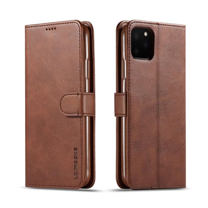 LC.imeeke - LC.imeeke iPhone 11 Pro Max Plånboksfodral Konstläder - Brun