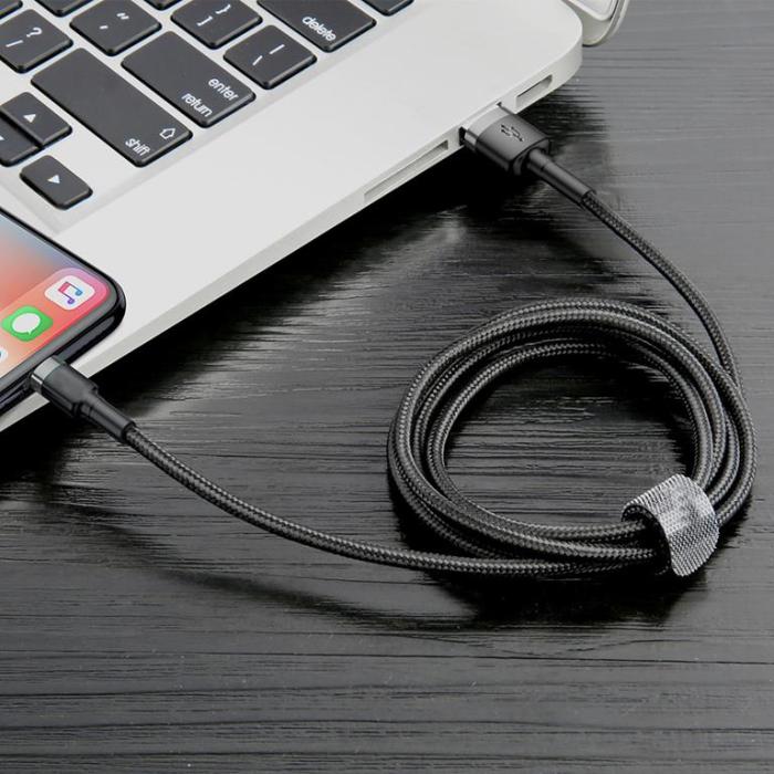 SiGN - SiGN Kevlar USB-kabel med Lightning 1.5A, 2m - Grå/Svart