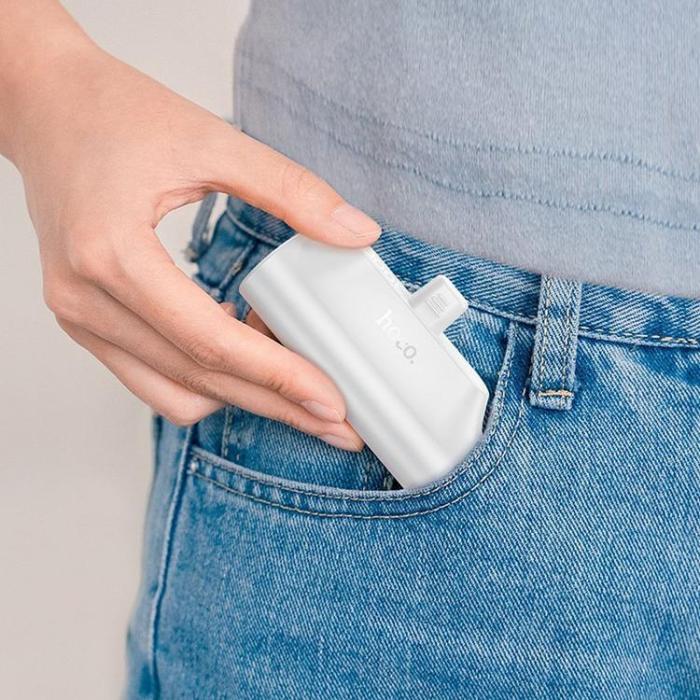 Hoco - Hoco Powerbank 3000 mAh med Inbyggd Kontakt USB-C - Vit
