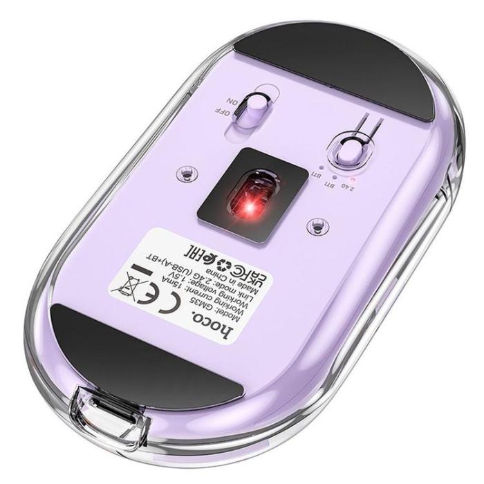 Hoco - Hoco Trådlös Mus Dual-mode 2.4G 1600 dpi SILENT GM35 - Lila