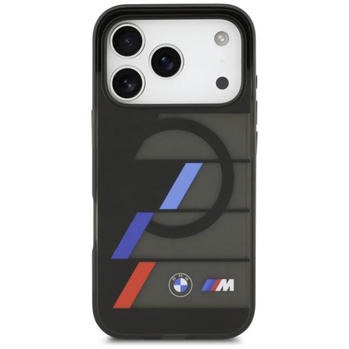 BMW - BMW iPhone 17 Pro Max Mobilskal MagSafe IML Metal Buttons Tricolor Lines - Svart
