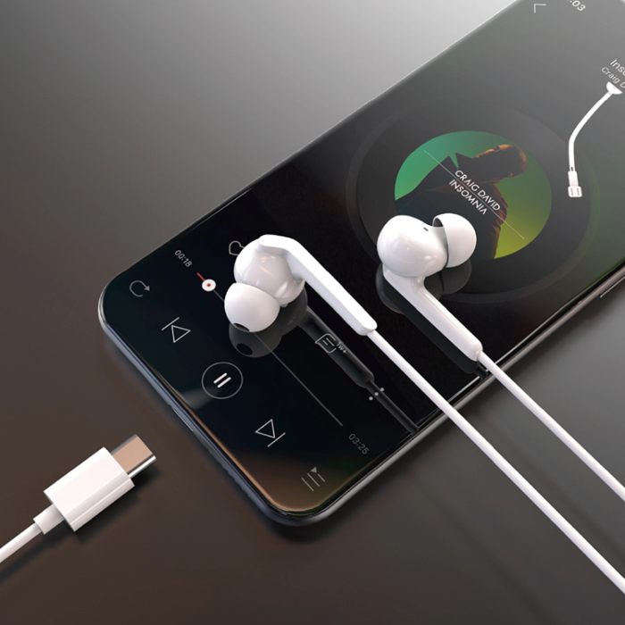 Dudao - Dudao In-Ear Hörlurar USB-C 1.2m X3C Plus - Vit