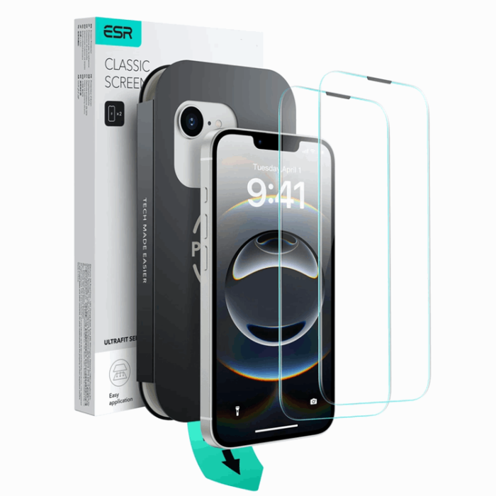 ESR - [2-Pack] ESR iPhone 13/13 Pro/14/16e Härdat Glas Skärmskydd