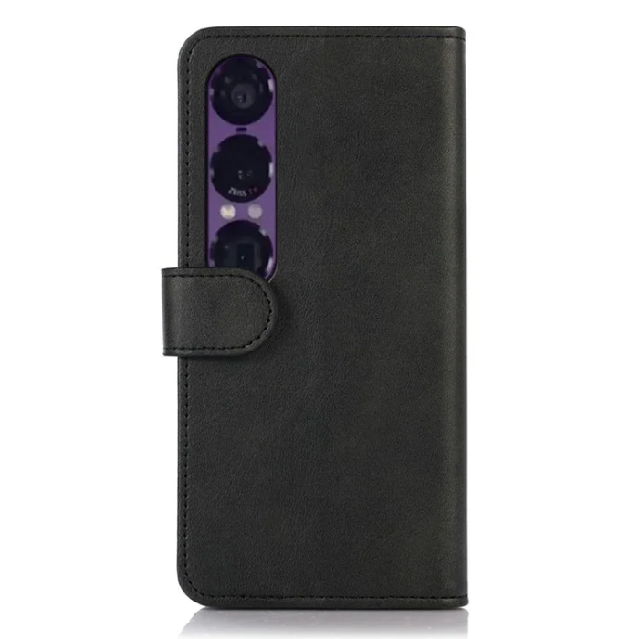A-One Brand - Sony Xperia 1 VII Plånboksfodral Cowhide Texture Läder - Svart