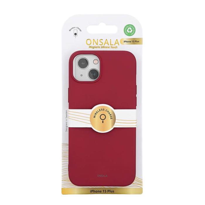 Onsala - Onsala iPhone 15 Plus Mobilskal MagSafe Silikon - Mörkröd