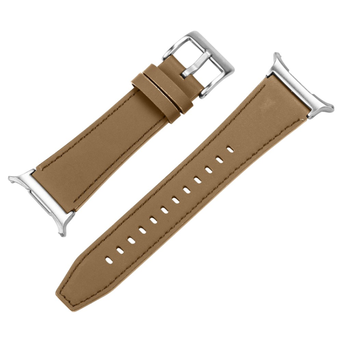 A-One Brand - Galaxy Watch 8/8 Classic (40/44/46mm) Armband Genuine Cow Läder - Ljusbrun
