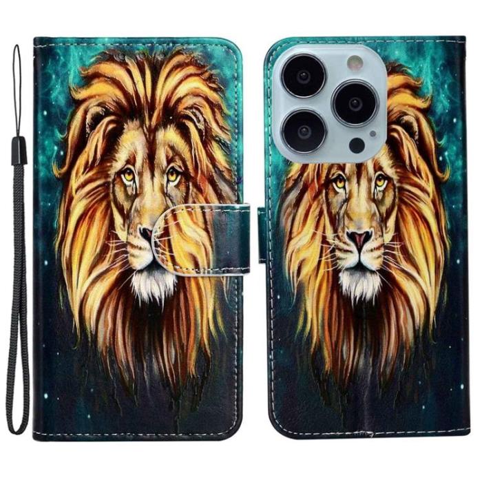 OEM - iPhone 14 Pro Max Plånboksfodral Embossed Pattern - Lion