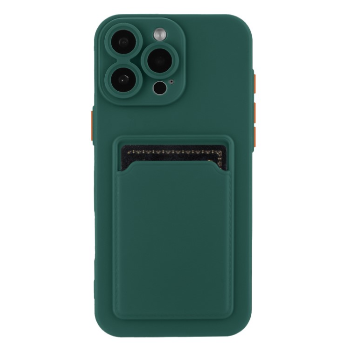A-One Brand - iPhone 16 Pro Max Mobilskal Korthållare TPU - Midnattsgrön
