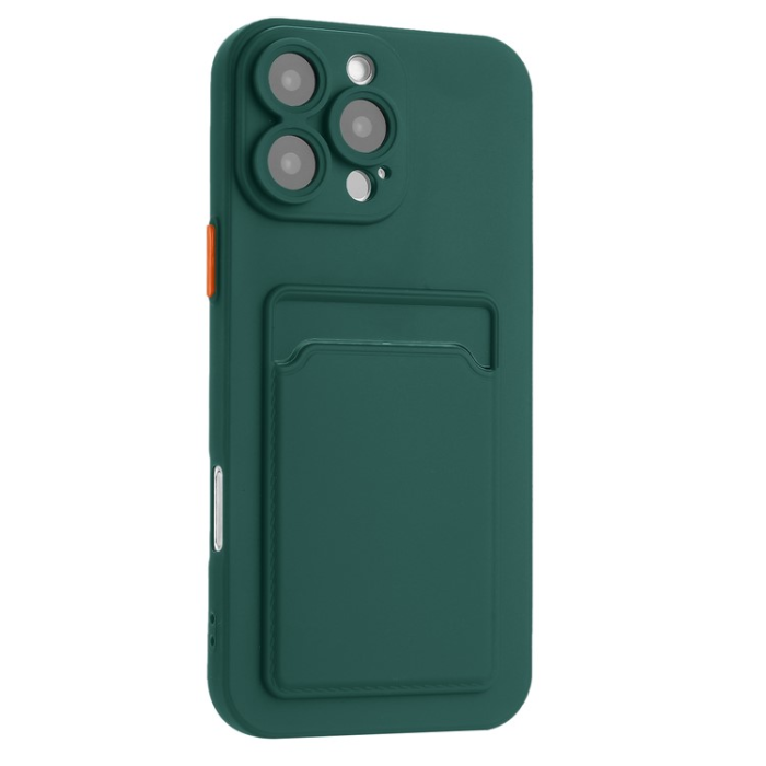 A-One Brand - iPhone 16 Pro Max Mobilskal Korthållare TPU - Midnattsgrön