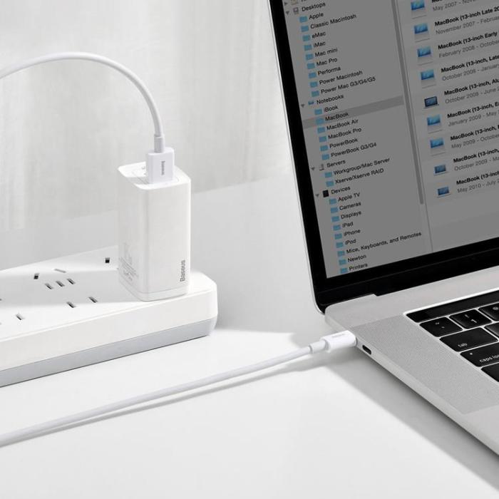 BASEUS - Baseus Superior USB-C till USB-A kabel 66 W 2m - Vit