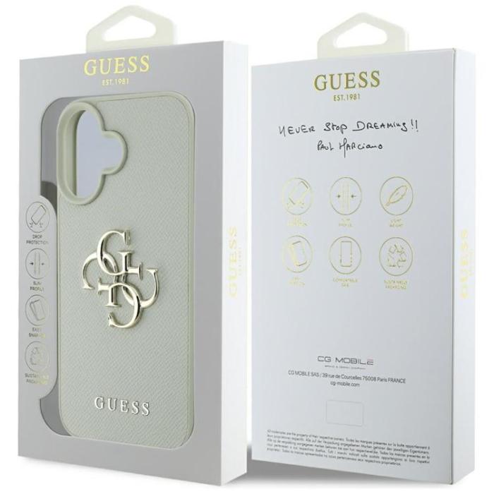 Guess - Guess iPhone 16 Mobilskal Grained Big 4G Small Classic Logo - Grön
