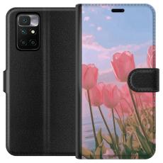 iSecrets - Pl&aring;nboksfodral till Xiaomi Redmi 10 med Rosa Tulpaner
