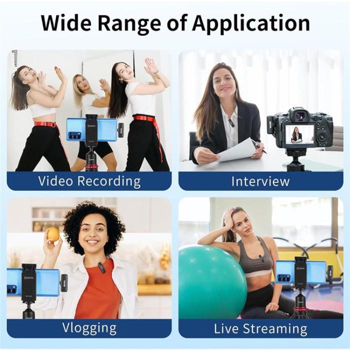 BOYA - BOYA Trådlös Lavilier Mikrofon (2 Sändare + 1 Typ-C-Mottagare) BY-WM3T-U2