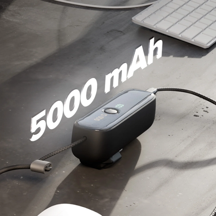 SBS - SBS Hybrid Powerbank 5000mAh 20W PD med Kabel Vikbar Kontakt