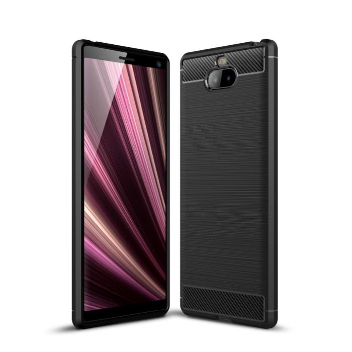 OEM - Carbon Brushed Mobilskal till Sony Xperia 10 Plus - Svart