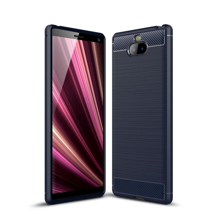 OEM - Carbon Brushed Mobilskal till Sony Xperia 10 Plus - Blå
