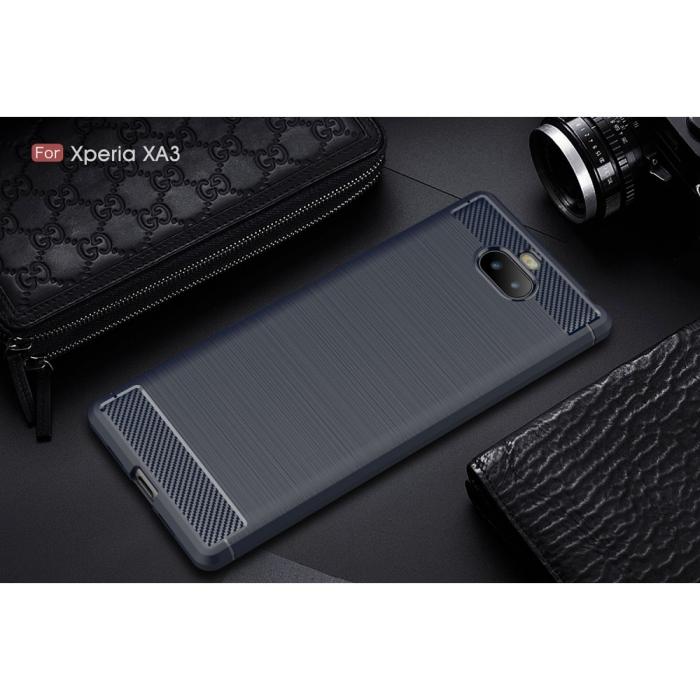 OEM - Carbon Brushed Mobilskal till Sony Xperia 10 Plus - Blå