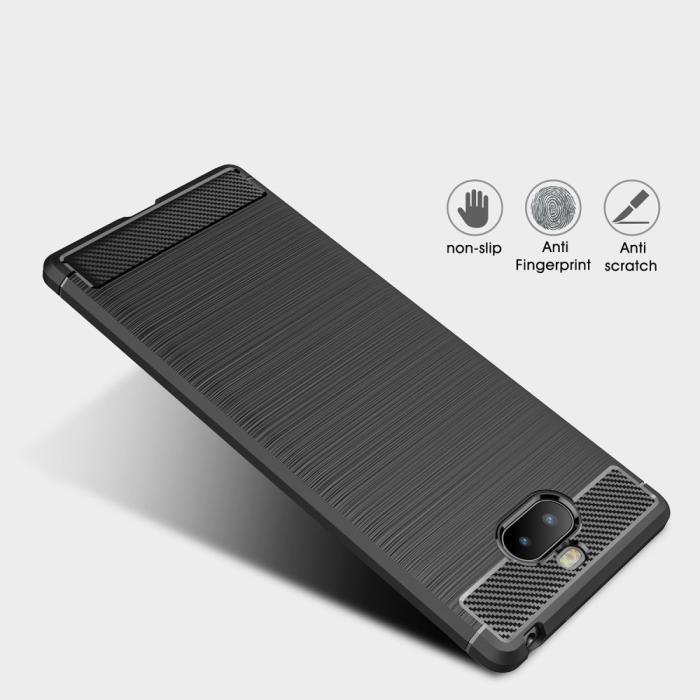 OEM - Carbon Brushed Mobilskal till Sony Xperia 10 Plus - Svart