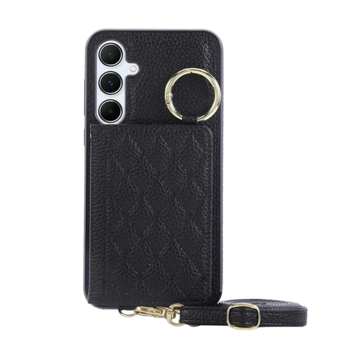 A-One Brand - Galaxy A17 5G/4G Mobilskal Korthållare Kickstand Rhombus - Svart