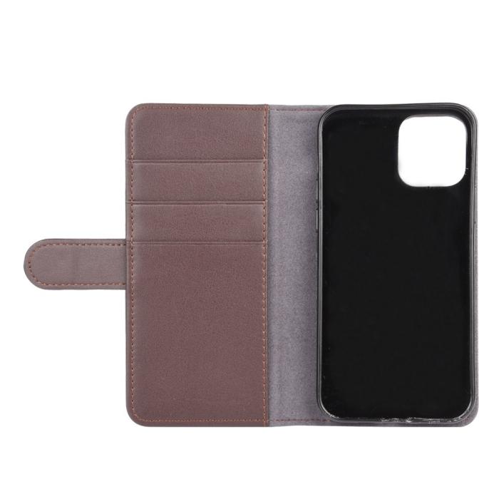 OEM - Äkta Läder Plånboksfodral iPhone 12 Pro Max - Brun