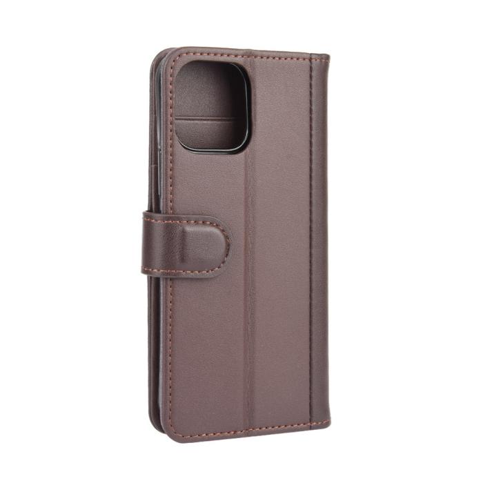 OEM - Äkta Läder Plånboksfodral iPhone 12 Pro Max - Brun
