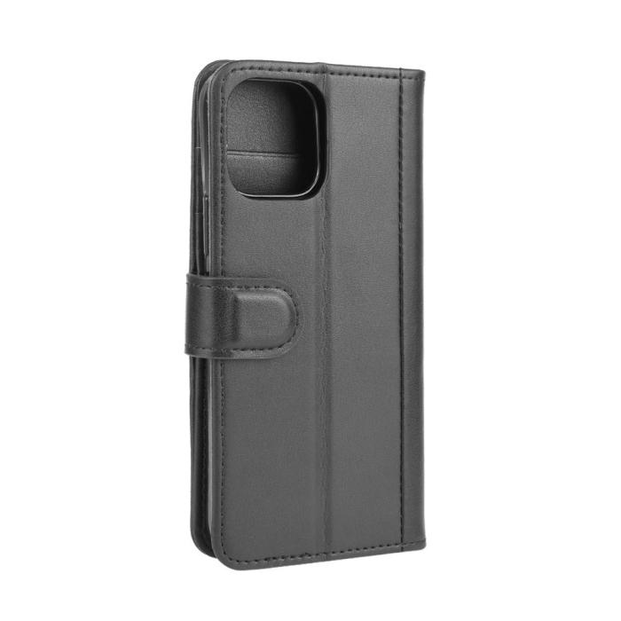 A-One Brand - Äkta Läder Plånboksfodral iPhone 12 Pro Max - Svart