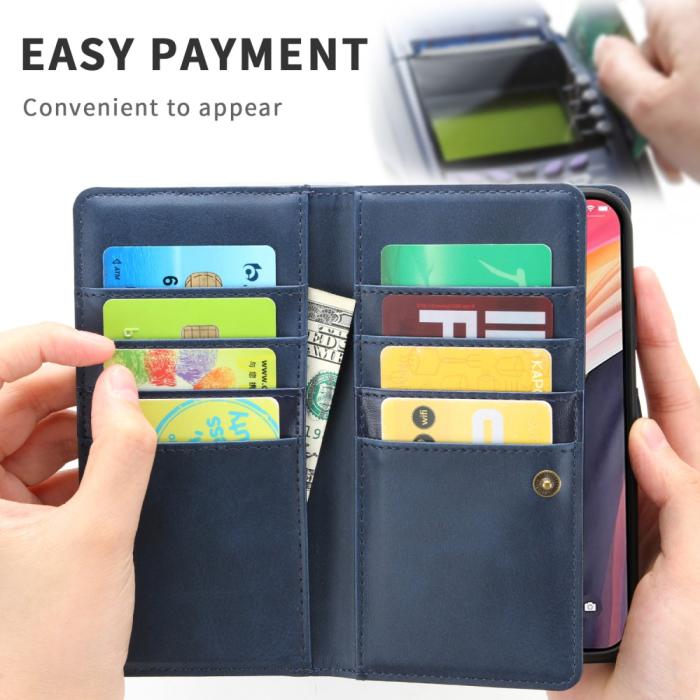 OEM - Multiple Card Slots Äkta Läder Plånboksfodral iPhone 12 Pro Max - Blå