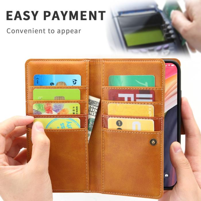 OEM - Multiple Card Slots Äkta Läder Plånboksfodral iPhone 12 Pro Max - Brun