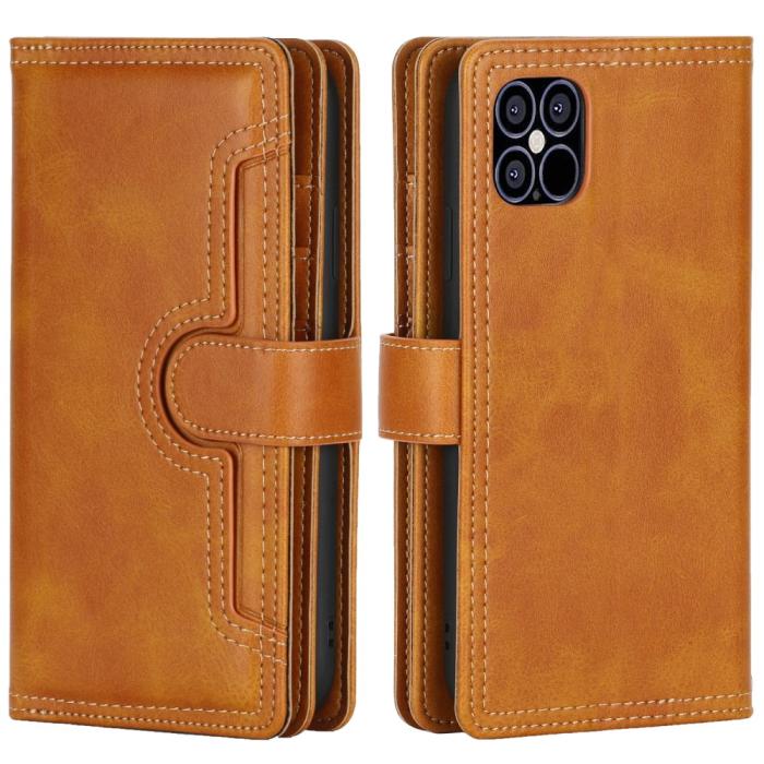 OEM - Multiple Card Slots Äkta Läder Plånboksfodral iPhone 12 Pro Max - Brun