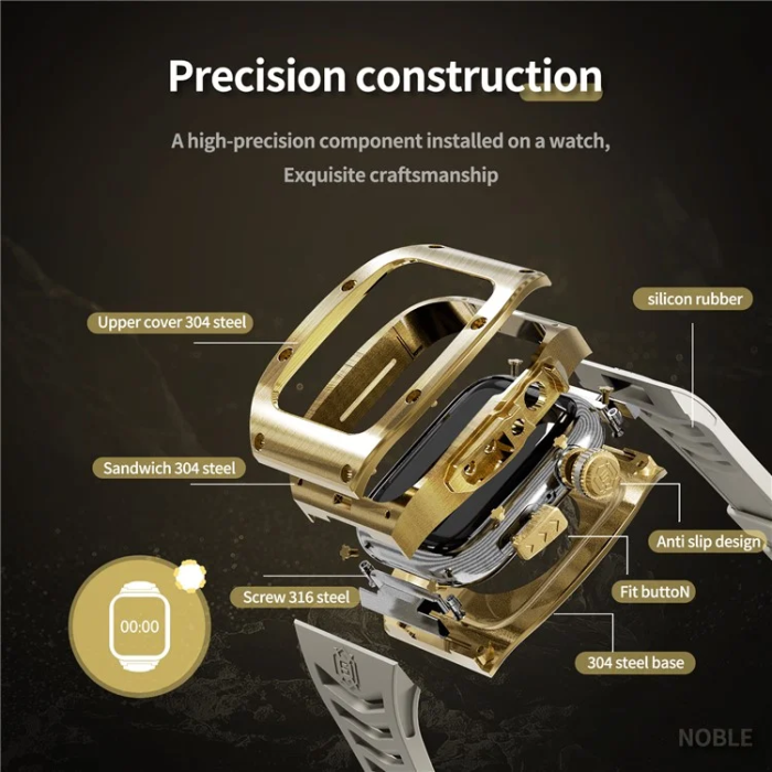Shelbox - Shellbox Apple Watch 45mm Series 7 Armband Silikon Metal - Vit