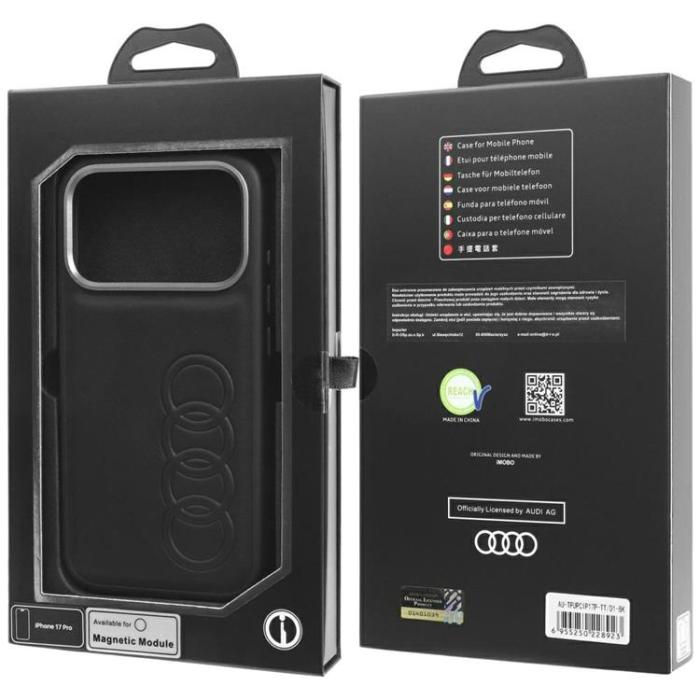 Audi - Audi iPhone 17 Pro Mobilskal MagSafe TT Syntetiskt Läder - Svart