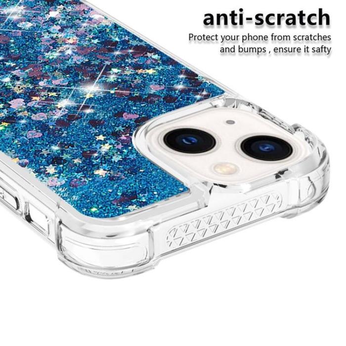 OEM - iPhone 14 Plus Skal Liquid Floating Glitter - Blå