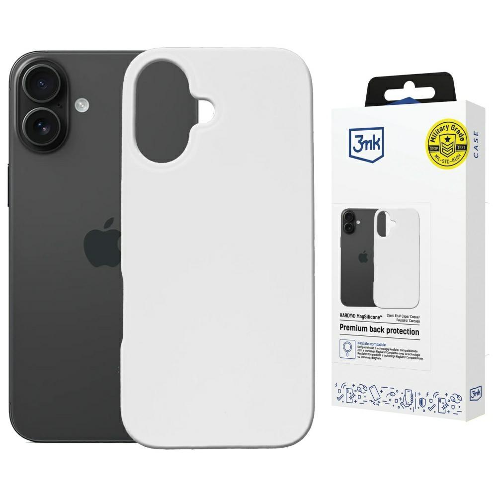 3MK Mobilskal till iPhone 16 MagSafe Silikon Hardy - Vit