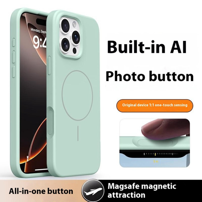 A-One Brand - iPhone 16 Pro Max Mobilskal MagSafe Liquid Silikon Microfiber - Ljusgrön