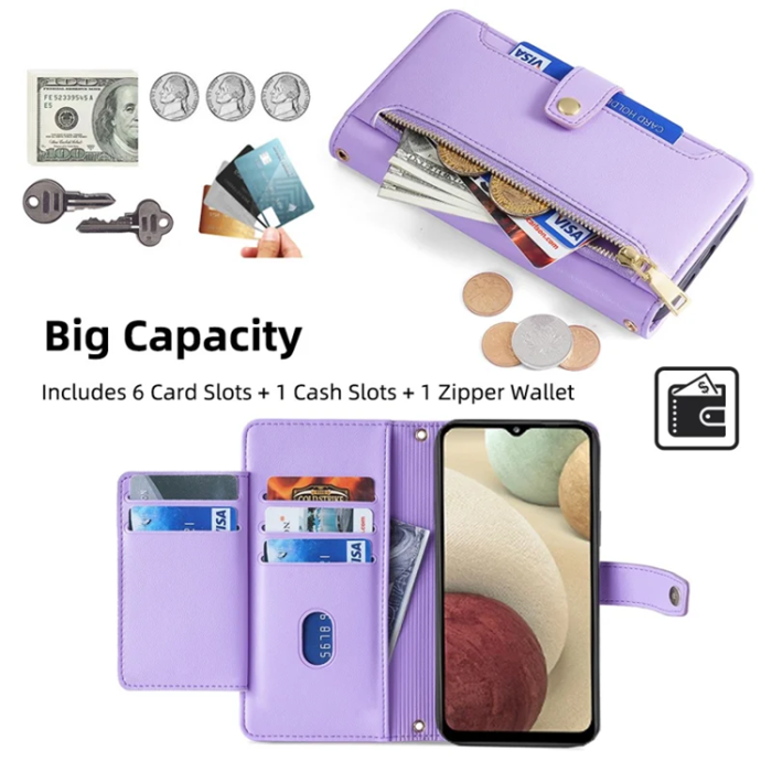 A-One Brand - Galaxy A12 Plånboksfodral Konstläder - Lila