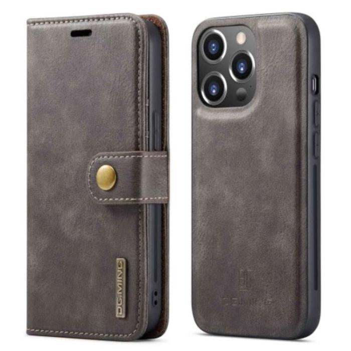 DG.MING - DG.MING iPhone 14 Pro Plånboksfodral Split Detachable Flip - Grå