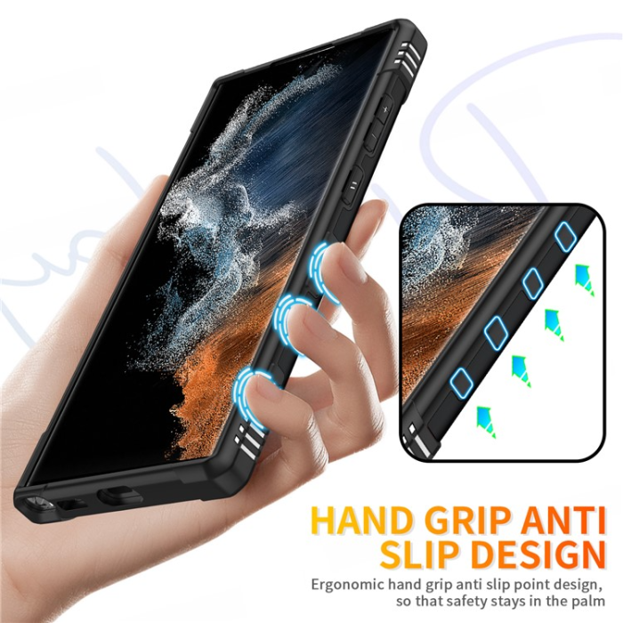 OEM - Galaxy S23 Ultra Mobilskal Ringhållare Military - Svart