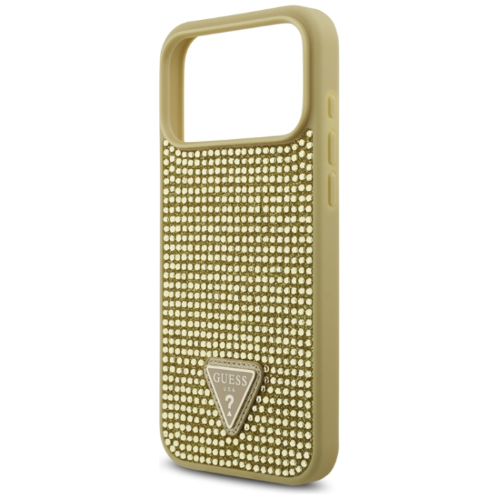 Guess - Guess iPhone 17 Pro Max Mobilskal Rhinestone Triangle Logo - Guld